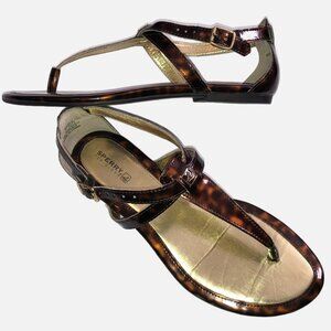 Sperry Summerlin Tortoise Patent 7.5M - sandals flats - thong style - Worn Once